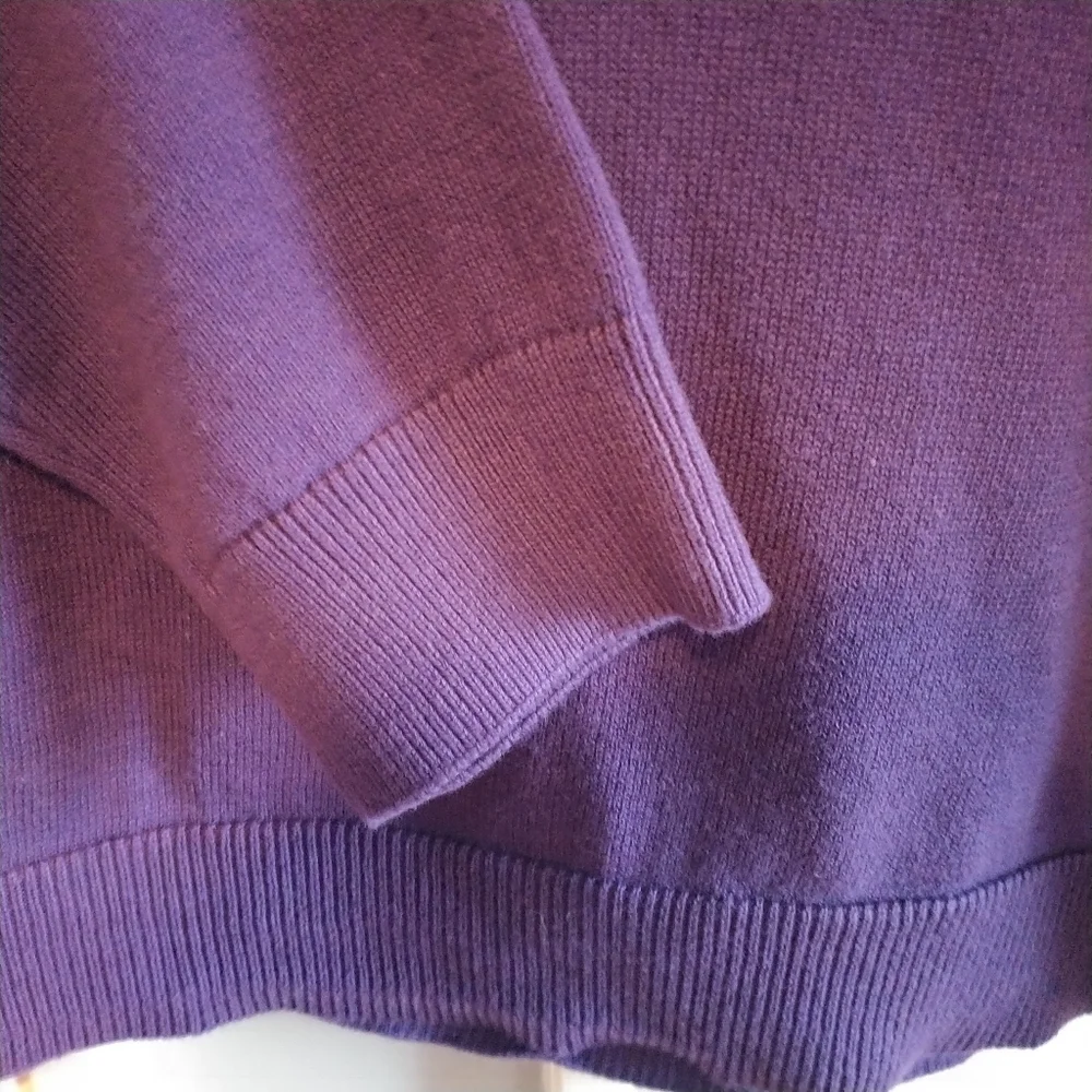 Karen Scott Classic Purple Cotton Pullover V Neck Sweater Top L - Picture 7 of 9
